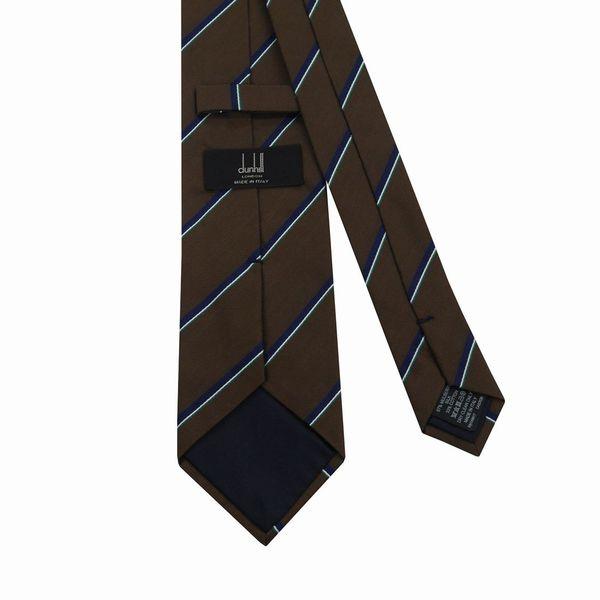 dunhill ダンヒル ストライプ柄 総柄 ネイビー×ブラウン ネクタイ dunhill（ダンヒル） ネクタイ メンズ ネクタイ イタリア製 シルク 約