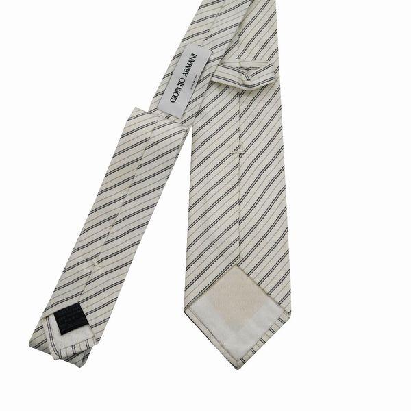 【新品未使用】ジョルジオ・アルマーニ ネクタイ シルバー ストライプ GIORGIO ARMANI アルマーニネクタイ ジョルジオ アルマーニ メンズ
