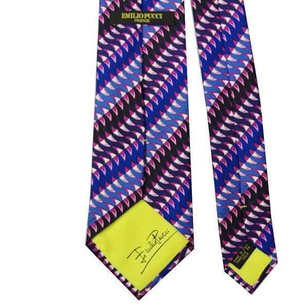 EMILIO PUCCI エミリオプッチ ネクタイ 8.5cm ブルー×ピンク系