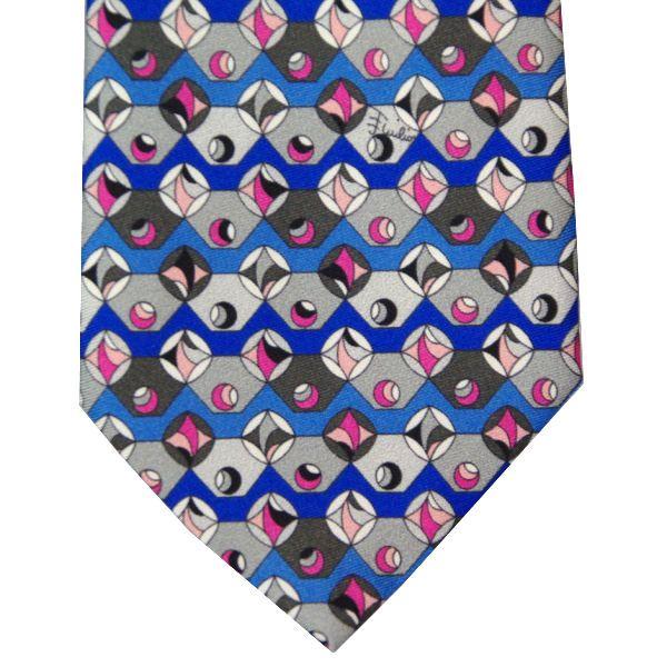 EMILIO PUCCI（エミリオプッチ） ネクタイ 8.5cm ブルー×グレー系