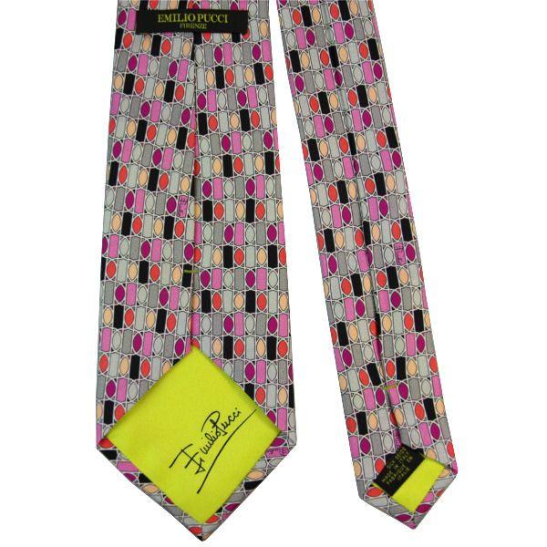 EMILIO PUCCI（エミリオプッチ） ネクタイ 8.5cm グレー×オレンジ系