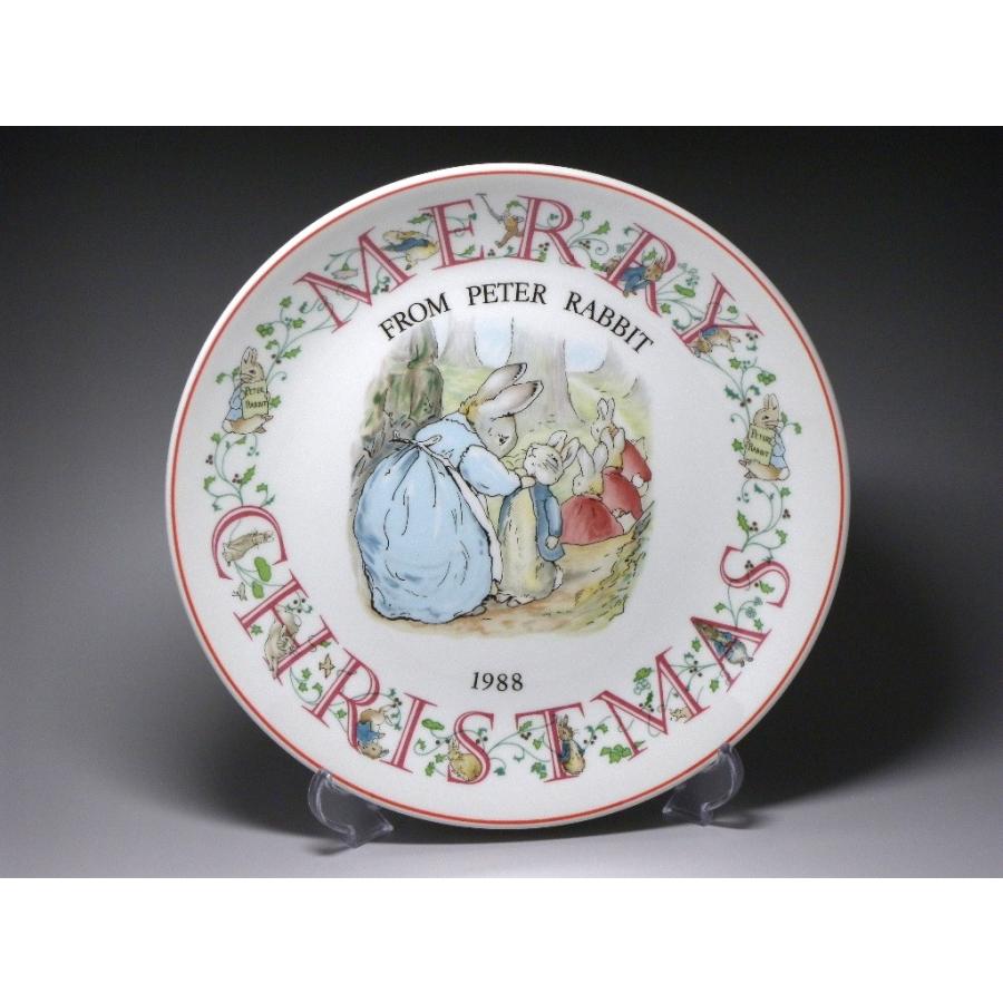 イヤープレート クリスマスプレート ウェッジウッド WEDGWOOD ピーターラビット 1988年 中皿 陶器 陶磁器 レトロ アンティーク ヴィンテージ 旧刻印 イギリス製｜at-smile-shop