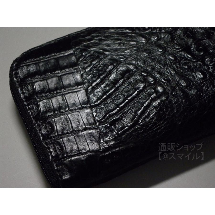 ラウンドファスナー長財布 札入れ ワニ革 カイマン クロコダイル  