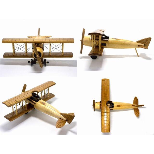 大人のレトロな木製複葉機(手作り/ハンドメイド/乗り物/模型/完成品/飛行機/航空機/インテリア/小物/アンティーク/ビンテージ/フィギュア