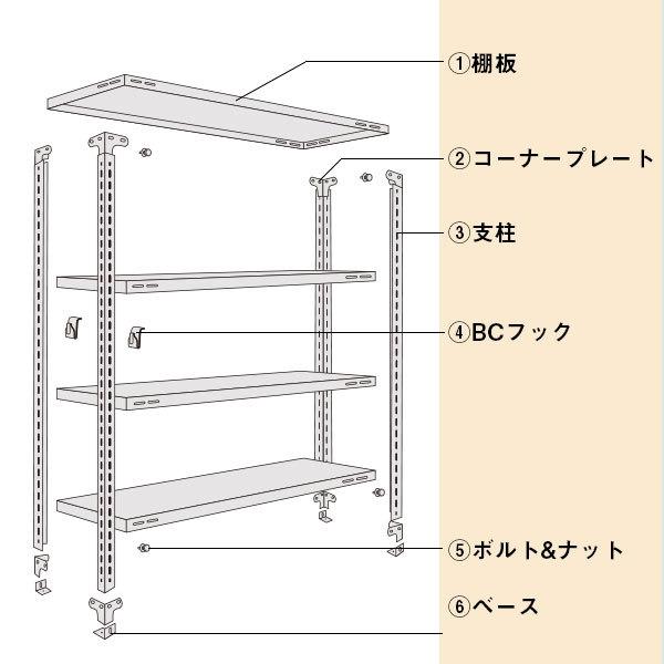 スチールラック スチール棚 ボルト固定 軽量棚 耐荷重120kg/段 高さ900 横幅1200 奥行300 単体 3段 YSシリーズ｜at-steel｜05