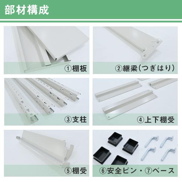 スチールラック スチール棚 ボルトレス 中量棚 耐荷重300kg/段 高さ1200 横幅950 奥行600 単体 4段 YSシリーズの画像