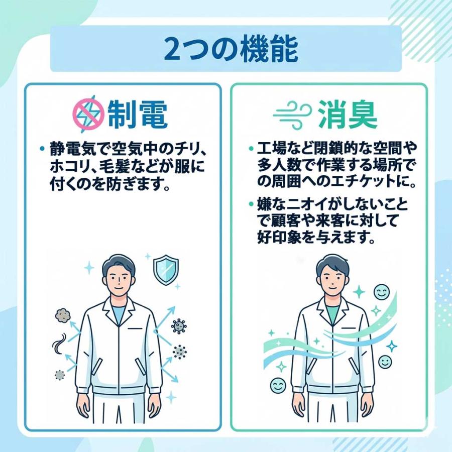 アタックベース 空調風神服 白衣 半袖 制電 消臭 体毛落下防止ネット