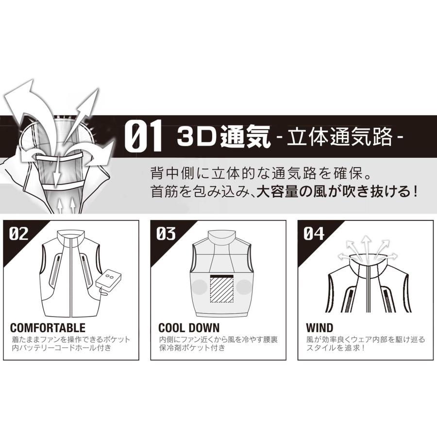 空調作業服 半袖 2026 新作 サイドファン 制電 抗菌 消臭 軽量 UVカット フード取り外し 胸ポケット  裏グラフェン 空調風神服 夏 2445 服のみ アタックベース | アタックベース | 07