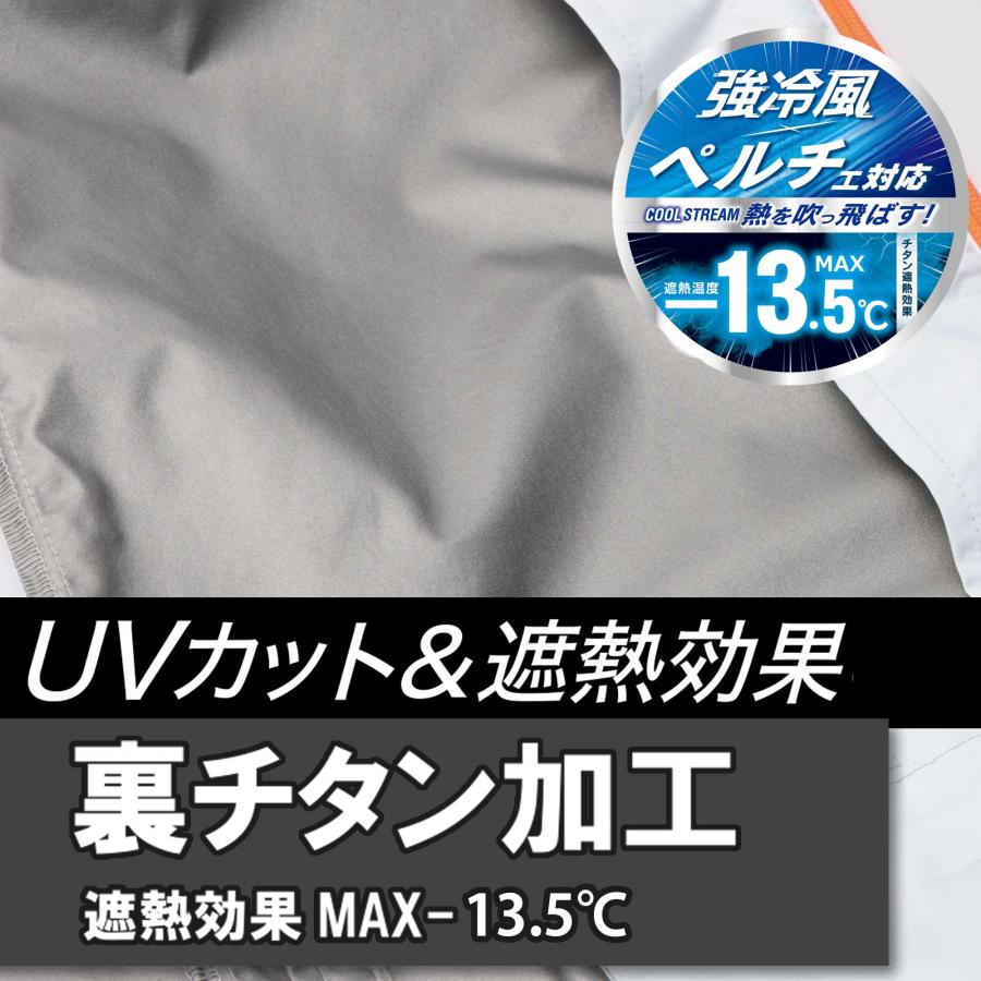 空調作業服 半袖 2026 新作 ハーネス対応 4つ穴 UVカット フード取り外し 裏チタン 空調風神服 メンズ 作業着 作業服 袖ペン差し 夏 3345 服のみ アタックベース | アタックベース | 07