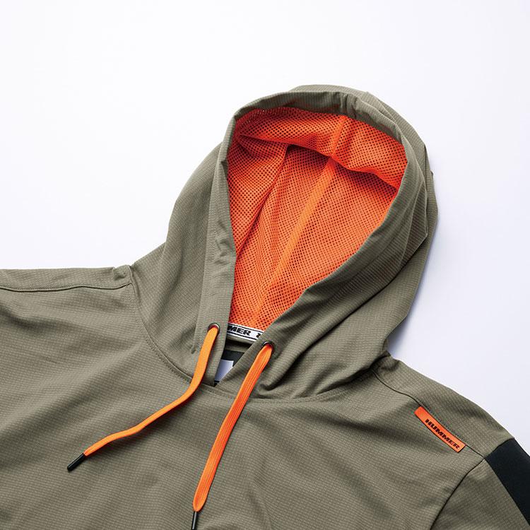 HUMMER 作業着 パーカー メンズ 半袖 夏用 ストレッチ 作業服 速乾