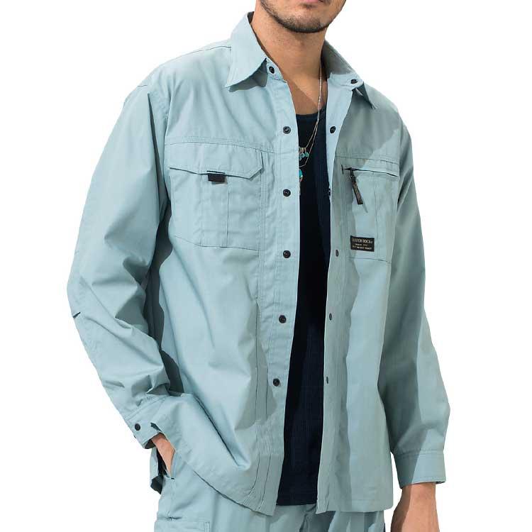 アタックベース 作業服 シャツ メンズ 長袖 夏 ノーフォークメッシュ