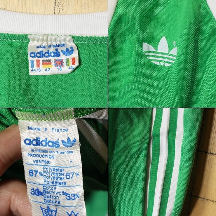 70s フランス adidas アディダス VENTEX タンクトップ グリーン メンズSM相当 レディースML相当 ワンポイント ヨーロッパ古着｜ataco-garage｜02