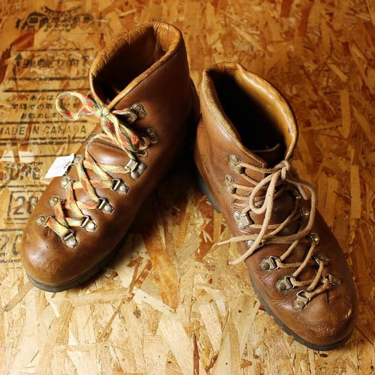 70s-80s ビンテージ レザー マウンテンブーツ ブラウン トレッキング  