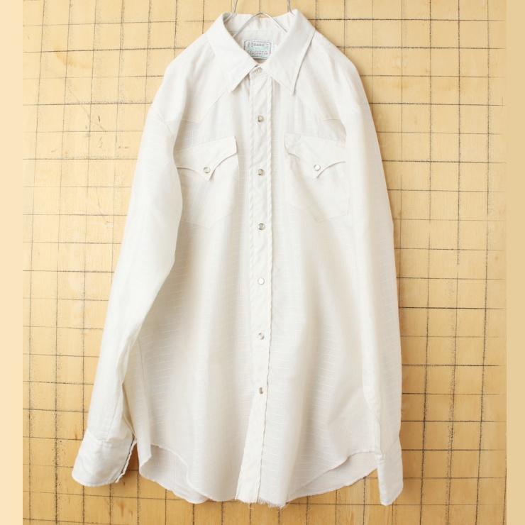 70s USA製 HBARC エイチバーシー チェック ウエスタン シャツ ベージュ 