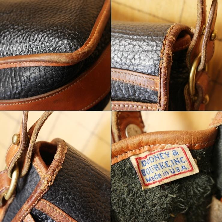 70s USA製 DOONEY&BOURKE レザー ショルダーバッグ ネイビー ブラウン  