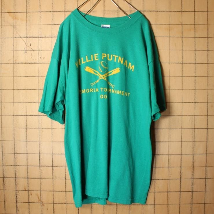 GILDAN WILLIE PUTNAM 両面プリント Tシャツ グリーン 緑 メンズL アメリカ古着｜ataco-garage