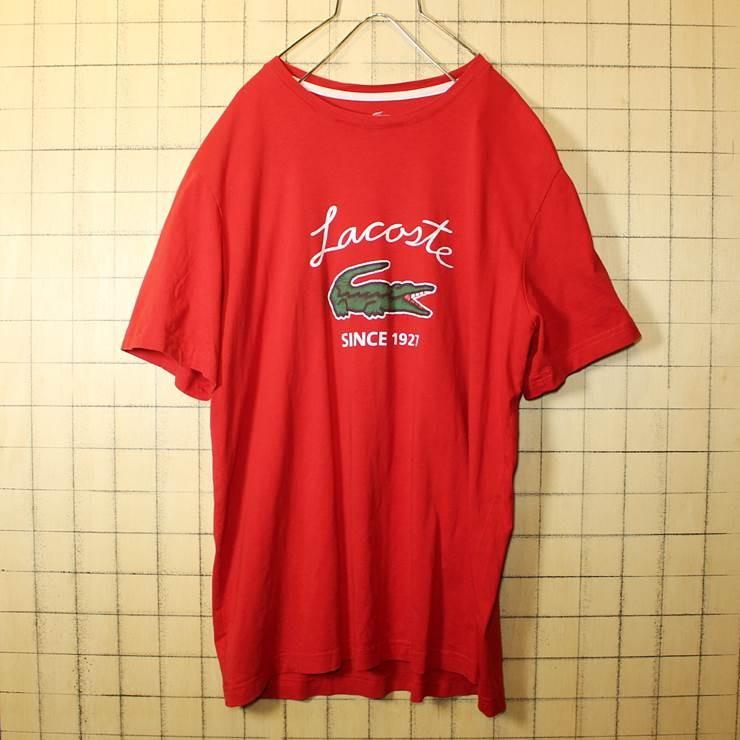 フレンチラコステ Lacoste ワンポイント プリント 半袖 Tシャツ レッド 