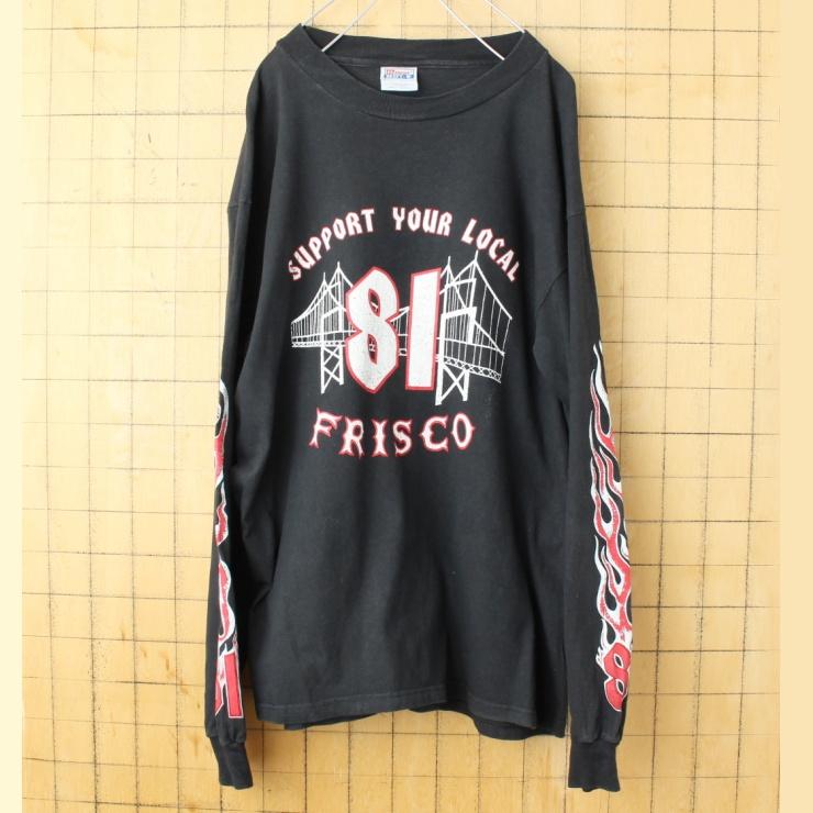 90s USA Hanes FRISCO CHOPPERS フリスコチョッパーズ プリント 長袖 T 