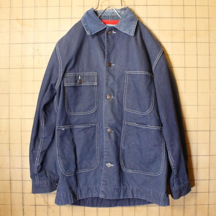 70s 80s USA製 Sears デニム カバーオール ジャケット ボアライナー 