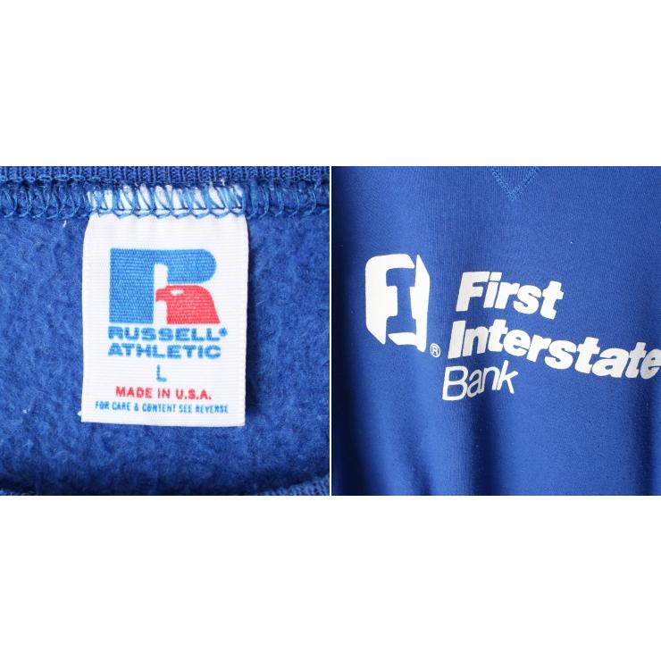 80s 90s USA Russell Athletic ラッセルアスレティック First Interstate Bank プリント スウェット ブルー メンズL アメリカ古着|ataco-garage|02
