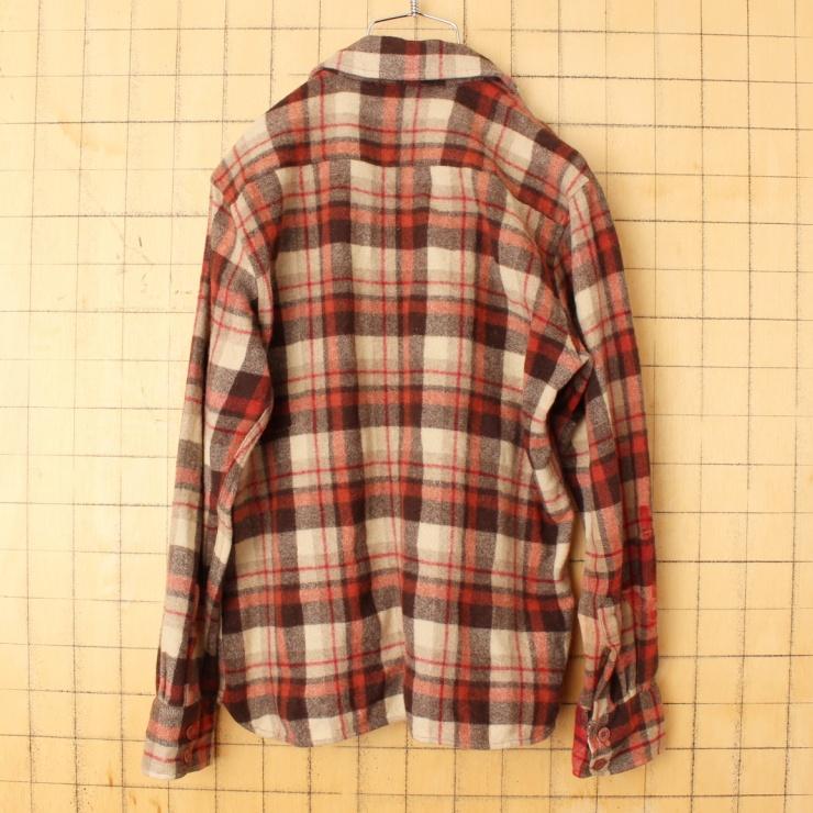 60s 70s USA Sears KINGS ROAD ウール チェック オープンカラー 60s 70s USA Sears KINGS ROAD ウール チェック オープンカラー