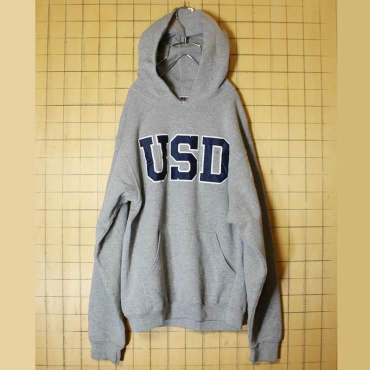 Russell Athletic ワッペン スウェット パーカー 杢グレー フード トレーナー メンズm 古着 Usd ラッセル aw137 古着屋ataco Garage 通販 Yahoo ショッピング