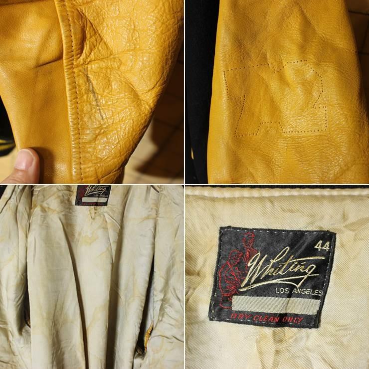 60s Whiting USA製 メルトンウール スタジャン 袖レザー 60s Whiting USA製 メルトンウール スタジャン 袖レザー