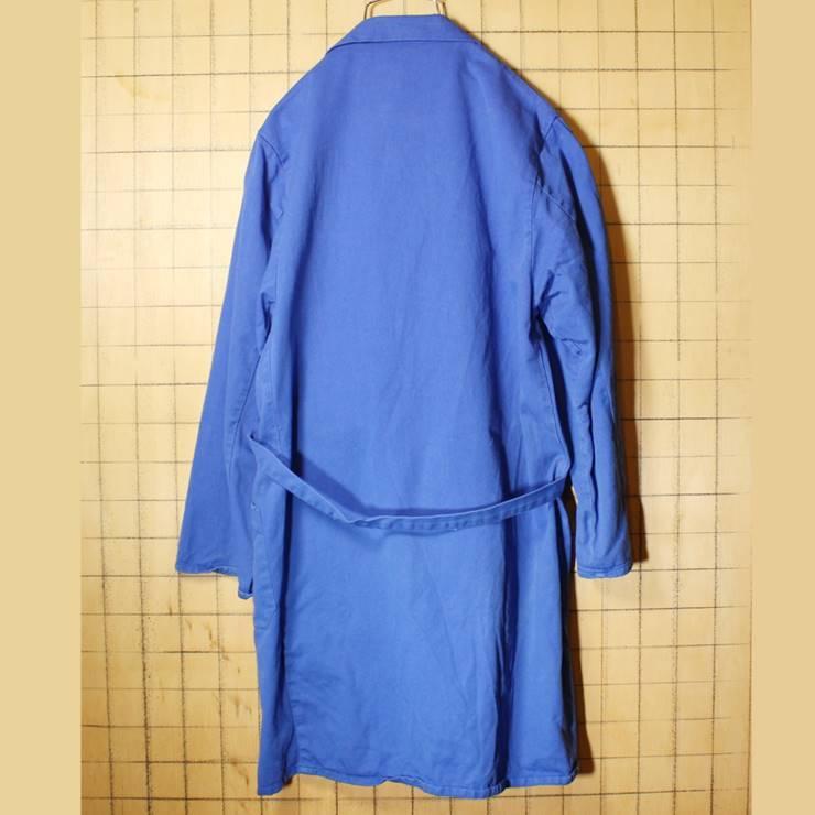 60s 70s EURO フランス ドイツ ワーク コート ブルー メンズL相当  