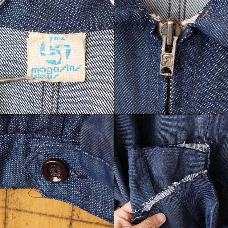 70s 80s EURO magasins bleus デニム ジップアップ ワーク 70s 80s EURO magasins bleus デニム ジップアップ ワーク