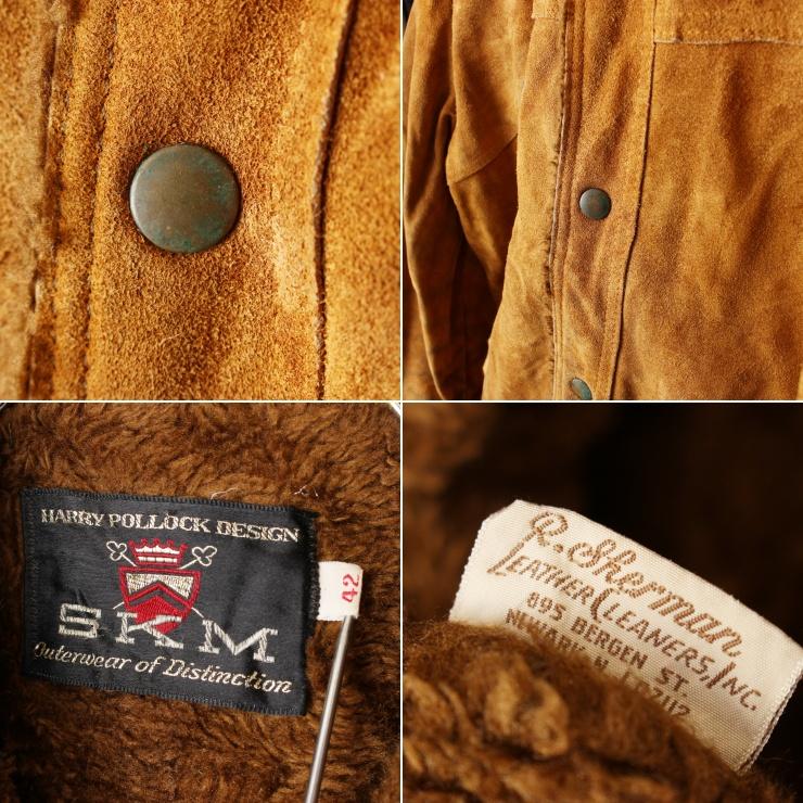70s USA SKM R.sherman スウェード レザー ボアライナー ジャケット 