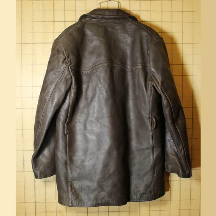50s 60s レザー カナディアン コート ジャケット 裏地 ボアムートン 