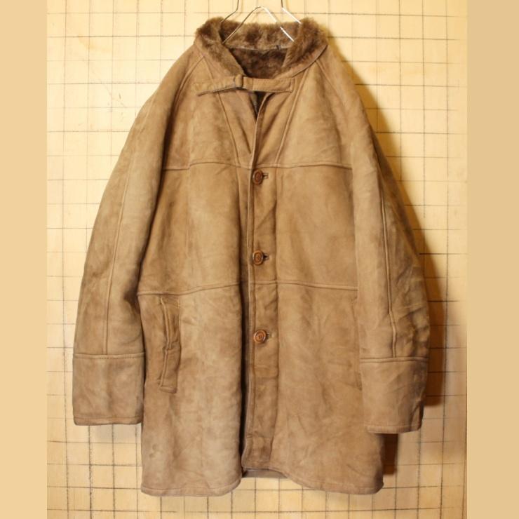 60s 70s スペイン製 SHEARLING シープスキン ムートン レザー 