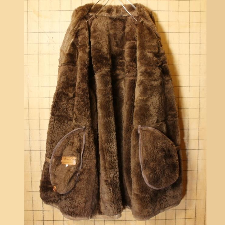 60s 70s スペイン製 SHEARLING シープスキン ムートン レザー 