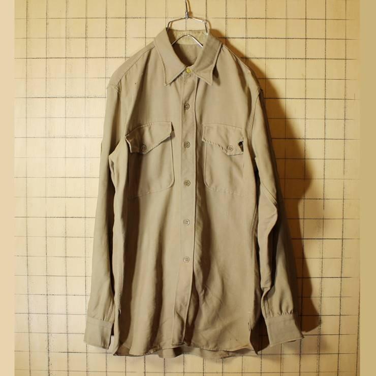 Usa製 50s U S Army ミリタリー 長袖 ウール シャツ ベージュ 古着 15 1 2 34 メンズmlサイズ相当 Pan 328 古着屋ataco Garage 通販 Yahoo ショッピング