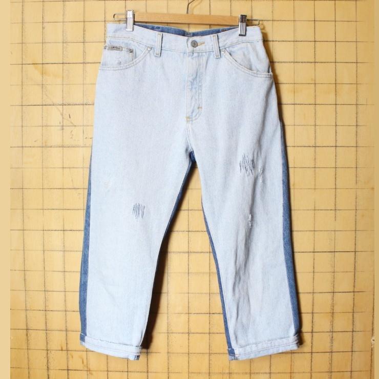 80s 90s USA製 Lee リー リメイク デニム パンツ ブルー W29相当 