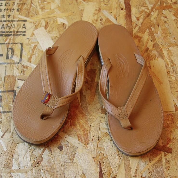 RAINBOW SANDALS クラシック タン ブラウンダブルミッドソール細め 