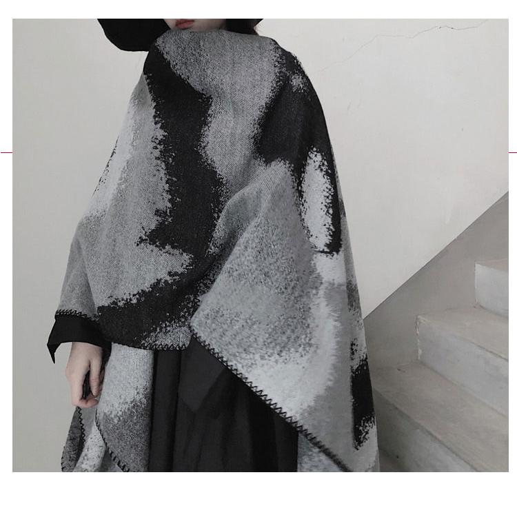 ポンチョ ストール フェイクカシミヤ コート ノースリーブ ロング丈