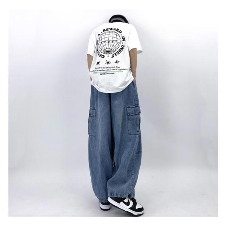 デニムパンツ メンズ レディース ワイドパンツ ロングパンツ ワイド