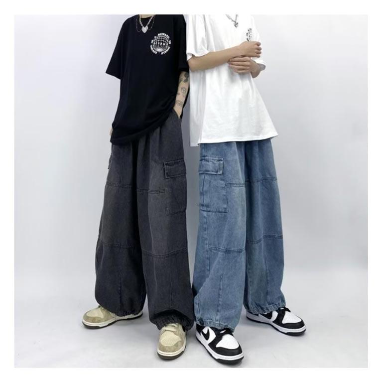 デニムパンツ メンズ レディース ワイドパンツ ロングパンツ ワイド