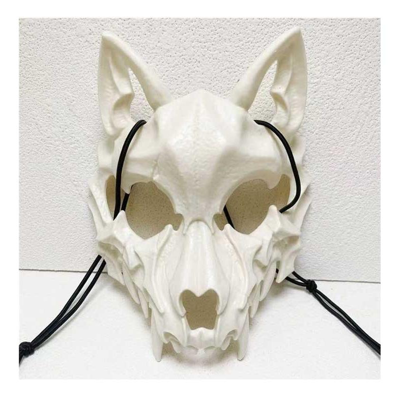 スカルマスク 角付き ホワイト ブラック