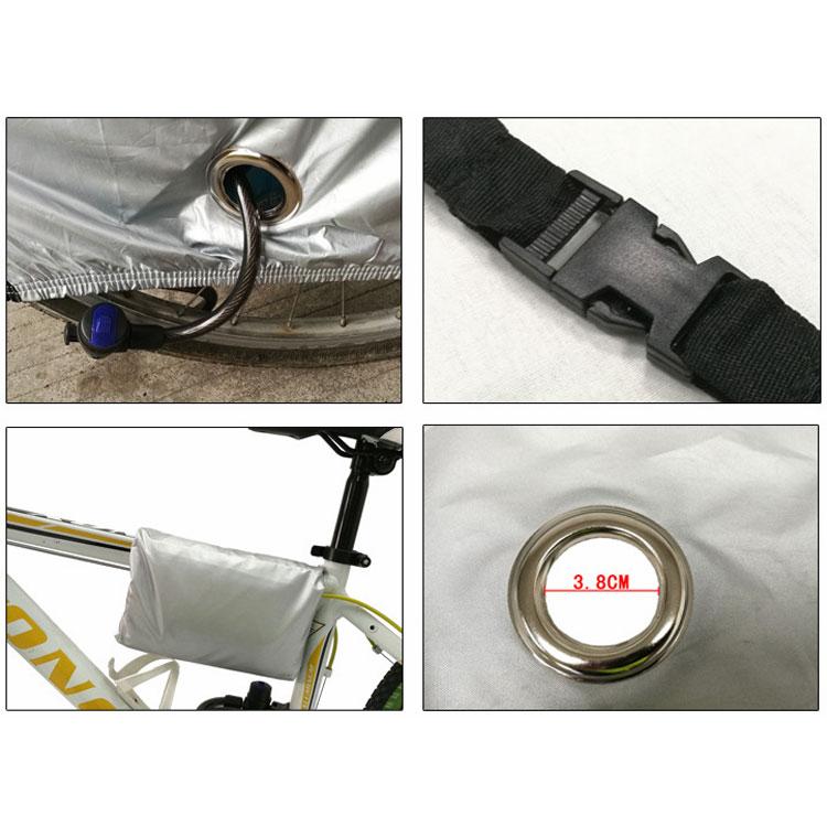 自転車カバー 撥水加工 シルバーコーティング UVカット 厚手 雨避け UV加工 盗難防止 210Dオックスフォード ロックホール/収納袋付 シルバー |  | 04