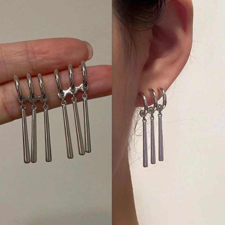 スティックピアス 3連 ピアス リングピアス ハーフフープピアス 片耳用