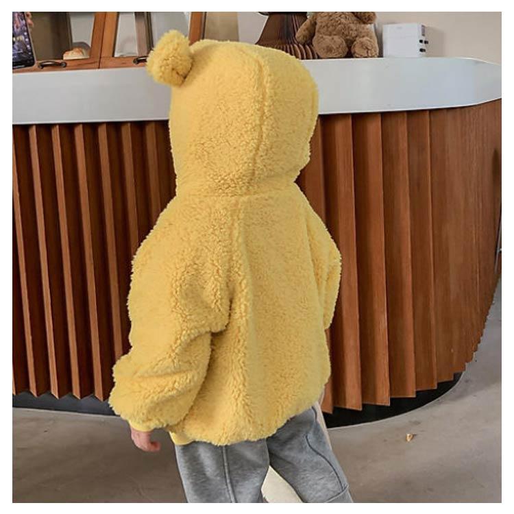 ボアコート フリースジャケット キッズ服 くま耳ボアパーカー 防寒 