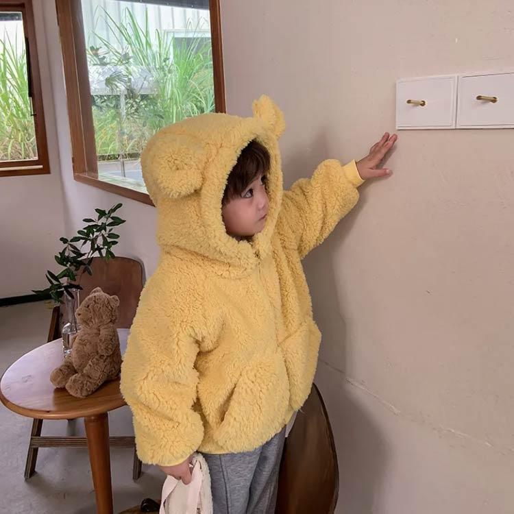 ボアコート フリースジャケット キッズ服 くま耳ボアパーカー 防寒 