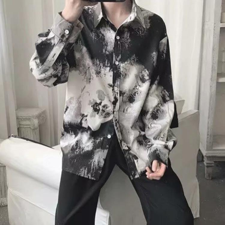 絞り染め風 おしゃれ メンズ 柄シャツ シャツ 長袖 レディース