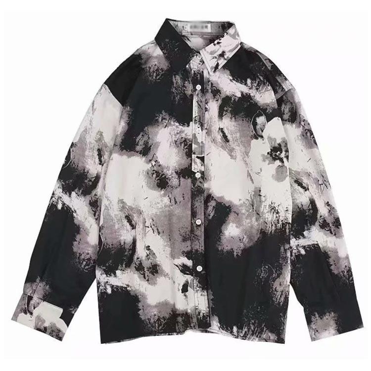 絞り染め風 おしゃれ メンズ 柄シャツ シャツ 長袖 レディース