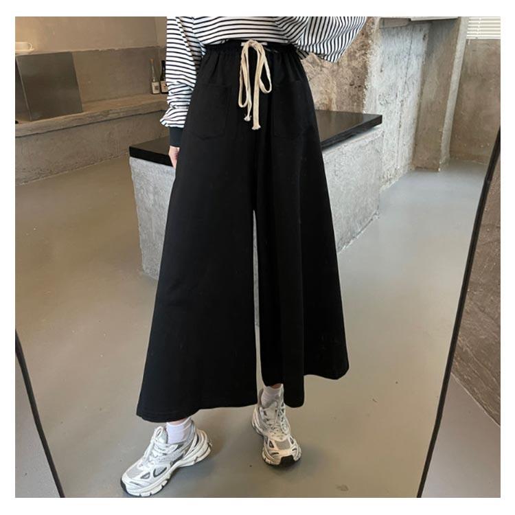 8分丈 吸汗速乾 ウエストゴム ガウチョパンツ ガウチョ フレアパンツ