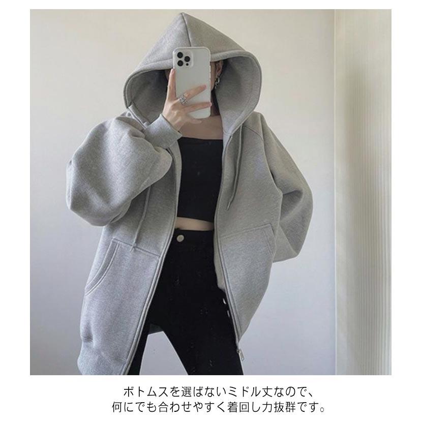 フード付き レディース きれいめ 秋 スウェット パーカー 春秋