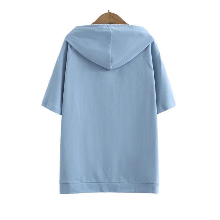 ポッケト カットソー パーカー 半袖 フード付き Tシャツ スリット