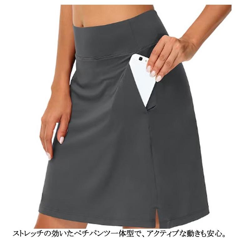 レディース インナー付き 丈長め インナー 膝 スカート 夏 丈 ゴルフ